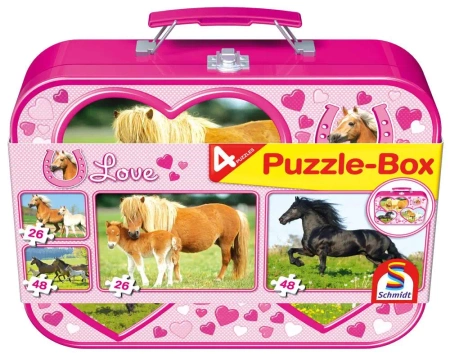 Puzzle 2 x 26 + 2 x 48 W walizce Love Konie 104964 - Schmidt Puzzle