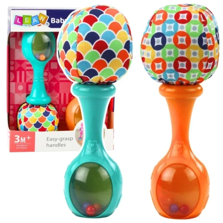 Grzechotki sensoryczne z miękką piłeczką 2szt - Leantoys