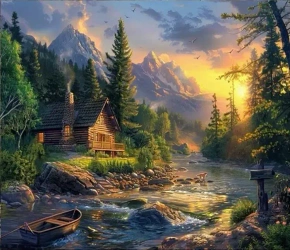 Diamentowa Mozaika Chata w górach nad rzeką NO-2001754 - Norimpex