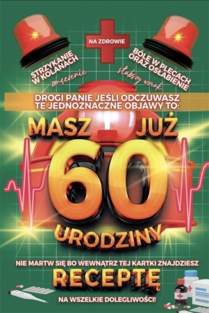 Karnet Urodzinowy z receptą 60 - YEKU