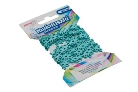 Łańcuszek kwiatuszki skórzane 1m niebieski - Brewis