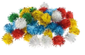 Pompony metaliczne mix 2cm 40szt - Brewis