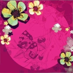 Karnet Swarovski kwadrat CL2905_BL Kwiaty fuksja - Clear Creations