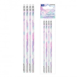 Ołówek z gumką HB Mermaid 4szt - STARPAK