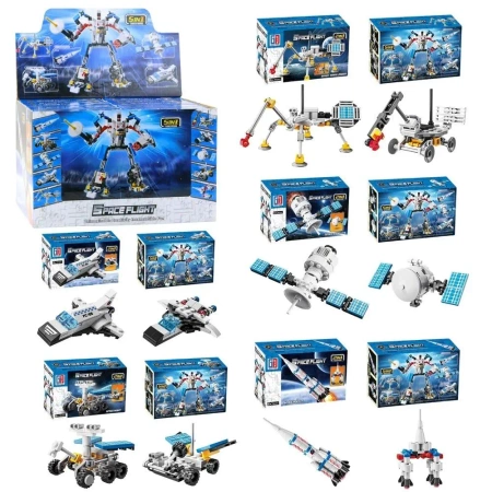 Klocki konstrukcyjne Kosmiczny 2w1 44-54 el MIX - Leantoys