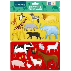 Plastikowy szablon rysunkowy - zwierzęta 2szt - STARPAK