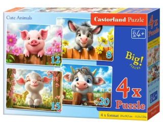 Puzzle x 4 Kontur Cute Animals CASTOR - Castorland