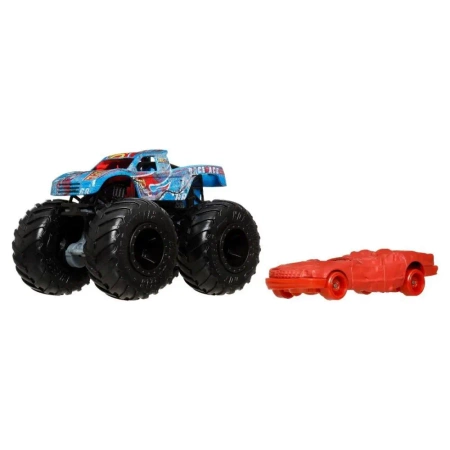 Hot Wheels Monster Trucks Pojazd 1:64 + Autko - Mattel