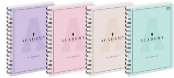 Kołozeszyt B5/100K kratka Academy Pastel (5szt) - INTERDRUK