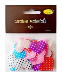 Aplikacje materiałowe serca w kropeczki 3cm 30szt - Galeria Hobby