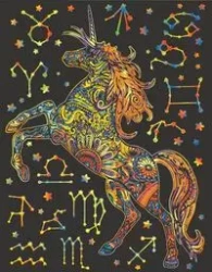 Kolorowanka Welwetowa Colorvelvet 47x35 cm Jednorożec Niebo + 12 flamastrów Carioca - Stepp Sp.z.o.o