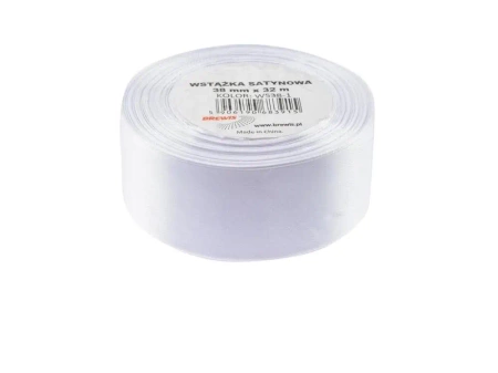 Wstążka satynowa biała 38mmx32m - Brewis