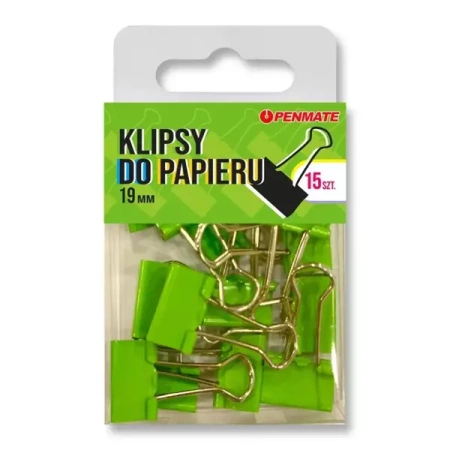 Klipsy do papieru Penmate Zielone 19 mm TT8324