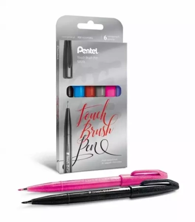 Pisak/pędzelek do kaligrafii SES15 6 kolorów - PENTEL