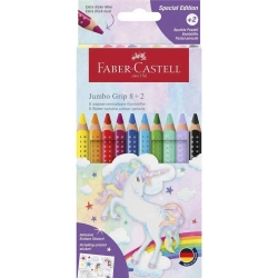 Kredki Jumbo Grip Jednorożec 8kol+2kol pastel+nakl - Faber Castell