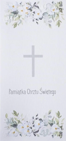 Karnet Chrzest DL C19 - Krzyż kwiaty niebieski - MAK