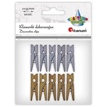 Klamerki drewniane 2 kolory 7x35mm 10szt mix - Titanum