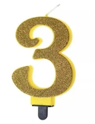 Świeczka urodzinowa brokatowa 3 - GoParty