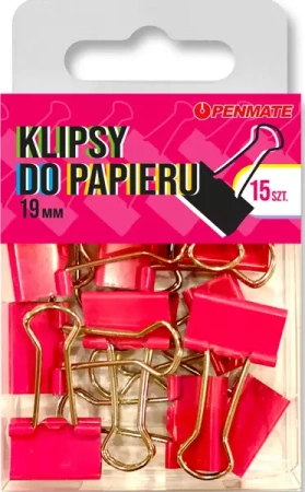 Klipsy do papieru 19mm różowe - Penmate