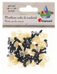 Oczy do maskotek plastikowe 6mm z mocowaniem 50szt - Titanum