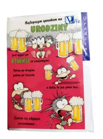 Karnet złoty Urodzinowy p5 VERTE cena za 1 sztukę