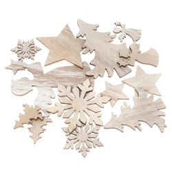Drewniane motywy świąteczne bielone 12szt - Dalprint dpCraft