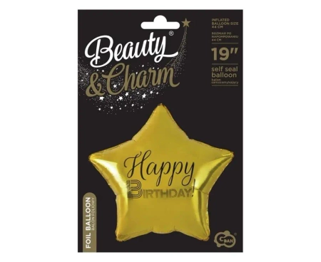 Balon foliowy Happy Birthday gwiazda złota - Godan