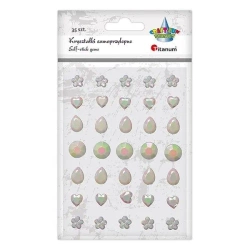Kryształki samoprzylepne perłowe mix 35szt - Titanum