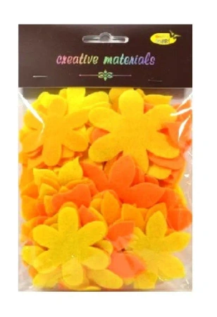 Kwiatki z filcu tonacja żółto-pomarańczowa 60szt - Galeria Hobby