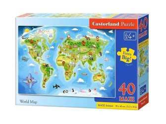 Puzzle 40 maxi - Mapa świata CASTOR - Castorland