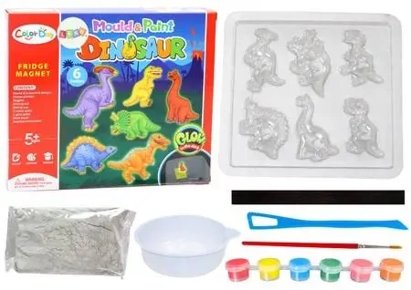 Zestaw kreatywny DIY magnesy z gipsu Dinozaury - Leantoys