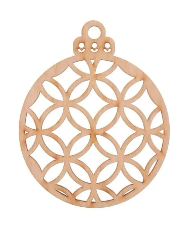 Bombka drewniana ażurowa 3szt naturalna - Cresco