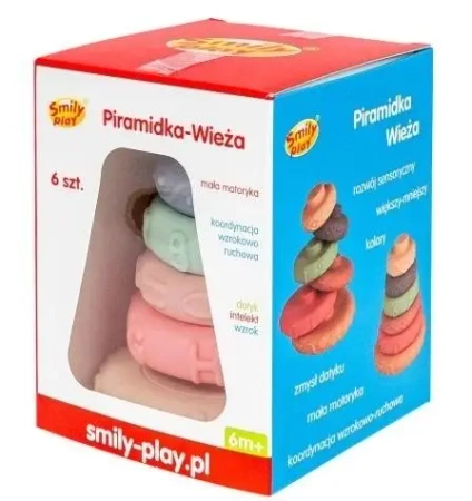 Piramidka wieża kolory pastelowe - Smily Play