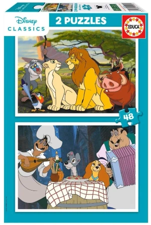 Puzzle 2x48 Król Lew Zakochany kundel - Educa
