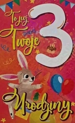 Karnet Urodziny 3 dziewczynka - YEKU