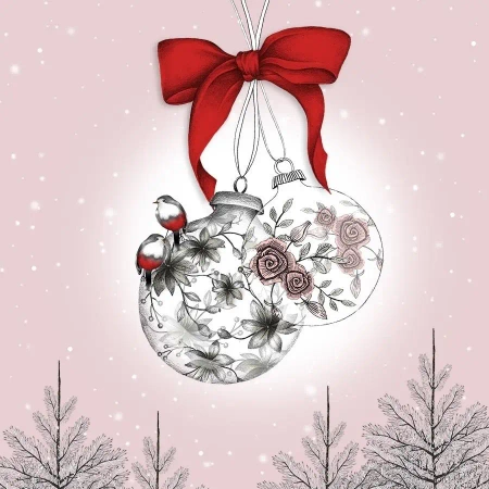 Karnet Swarovski kwadrat CL0811 Święta Bombki - Clear Creations