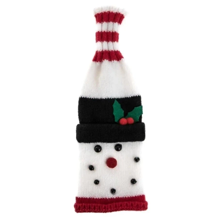 Dzianinowy pokrowiec na butelkę - bałwanek - Dalprint dpCraft