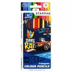 Kredki ołówkowe trójkątne 12 kolorów Hot Wheels - STARPAK