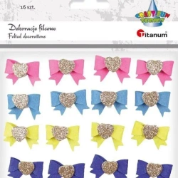 Filcowe kokardy 3D samoprzylepne 30x20mm mix 16szt - Titanum