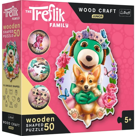 Puzzle 50 drewniane Wood Craft Junior Wesołe Trefliki 20206 - Trefl PAP
