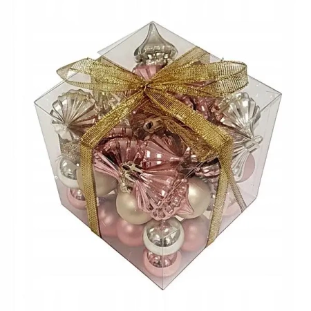 Bombki na choinkę nietłukące 50szt złote, różowe - Rembowskiego 9
