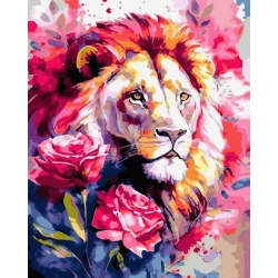 Malowanie po numerach - Lew w kwiatach 40x50cm - Twoje Hobby