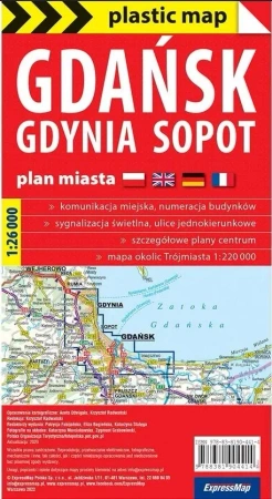Plastic map Gdańsk Gdynia Sopot 1:26 000 w.2023 - praca zbiorowa