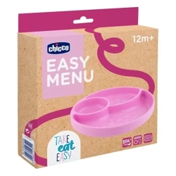 Talerz silikonowy 3-dzielny 12m+ różowy - Chicco