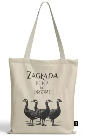 Torba bawełniana gęsi, Zagłada puka do drzwi, 38x41 cm