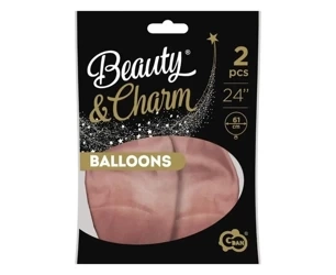 Balony Beauty&Charm platynowe różowe zł. 61cm 2szt - Godan