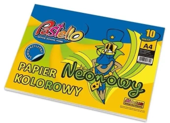 Papier kolorowy A4 samoprzylep 10 kartek neon - Alfa Pastello