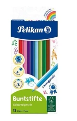Kredki drewniane sześcienne 12 kolorów - PELIKAN