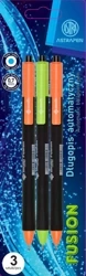 Długopis automatyczny trójkątny Fusion Pen Astra 0.6 mm blister 3 sztuki - ASTRA art-pap