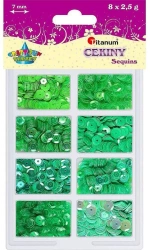 Cekiny 7mm 8 kolorów x 2,5g zielone - Titanum